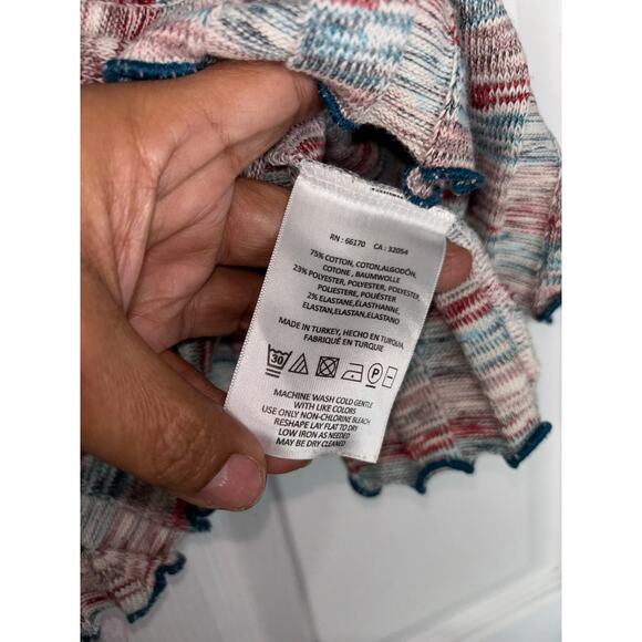 Anthropologie Akemi + Kin Kaden Multicolored Ribbed Ruffle Knit Tank Top Sz M - Picture 3 of 5